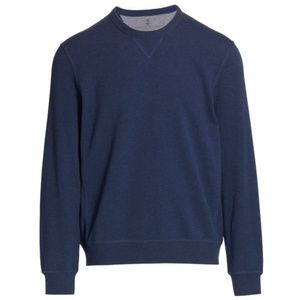 Brunello Cucinelli Men's Pique Crewneck Sweatshirt blue, size XL